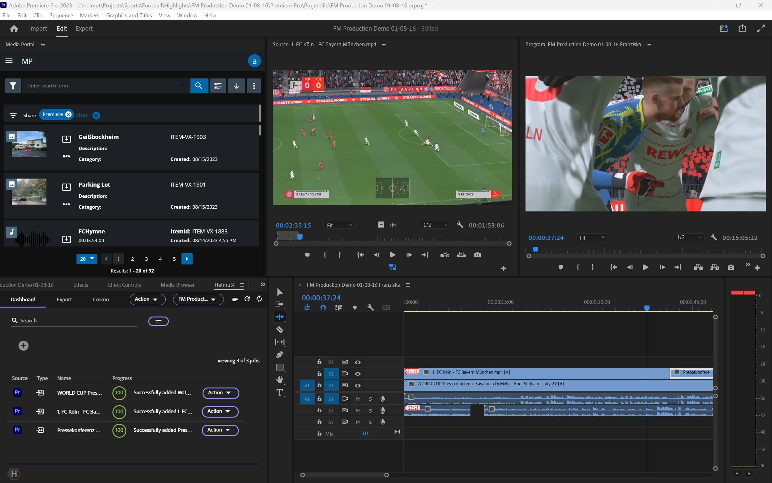 Helmut4's Dashboard and the MediaPortal Panel all within Premiere.